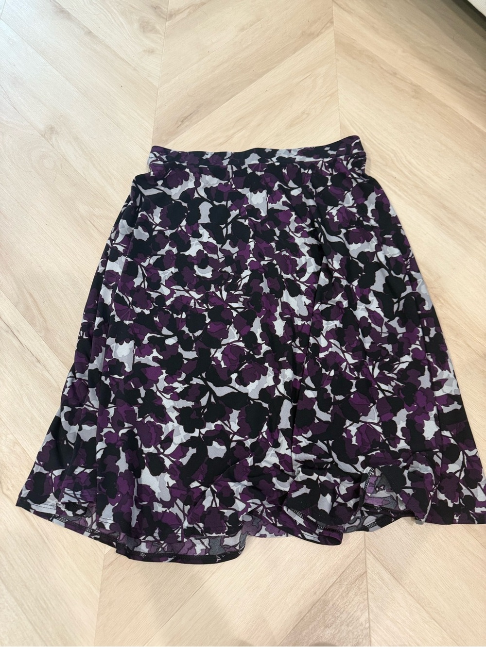 Vintage Purple Floral A-Line Skirt
